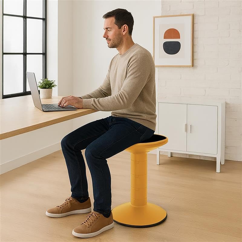 Storex كرسي ويجل من ستوركس - مقعد نشط ومرن للفصول الدراسية والدراسة في المنزل، ارتفاع قابل للتعديل من 12 إلى 18 بوصة، أصفر (00303U01C) - Image 3